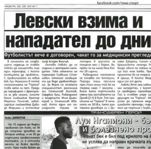 Сензациите в пресата: Нов нападател в Левски до два дни