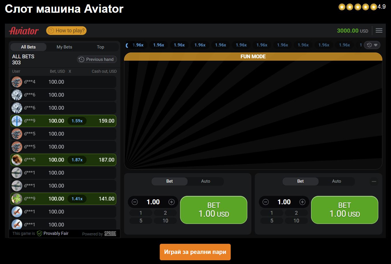 Преглед на слот машината Aviator