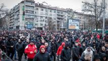 Червеното шествие тръгна от Кравай, пеейки за победа на ЦСКА във Вечното дерби